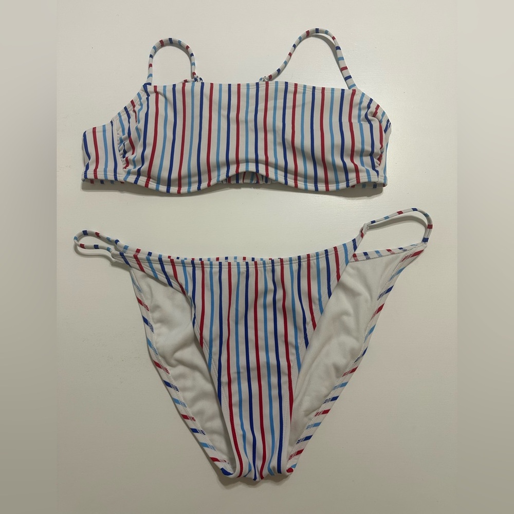 Bikini with Red, Blue, and White Stripes